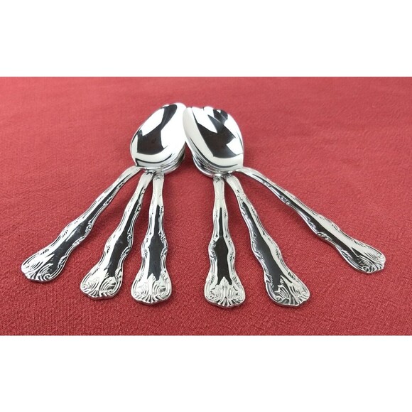 Reed & Barton VICTORIA‎ TEAPOONS 18/10 Stainless Steel Flatware Lot of 6 - Picture 1 of 16
